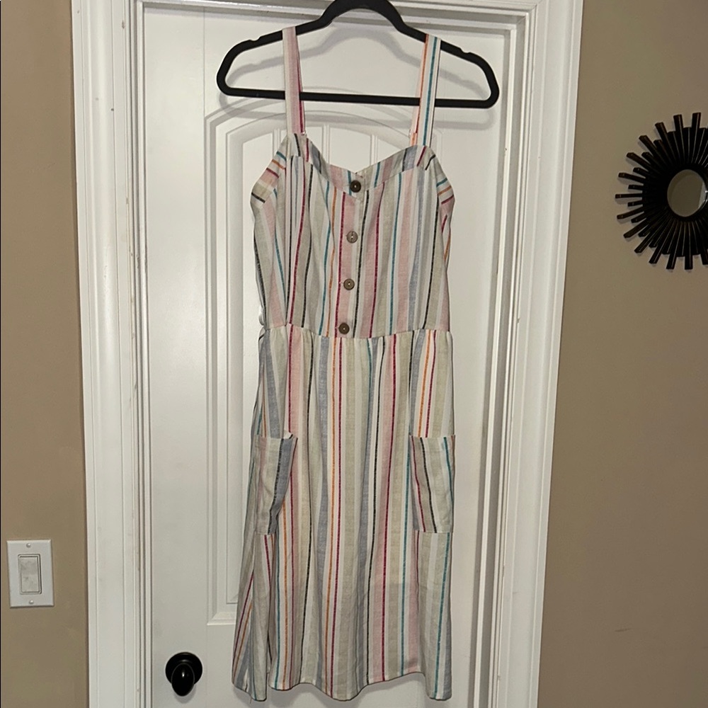 Striped Multicolor Button-Front Dress
